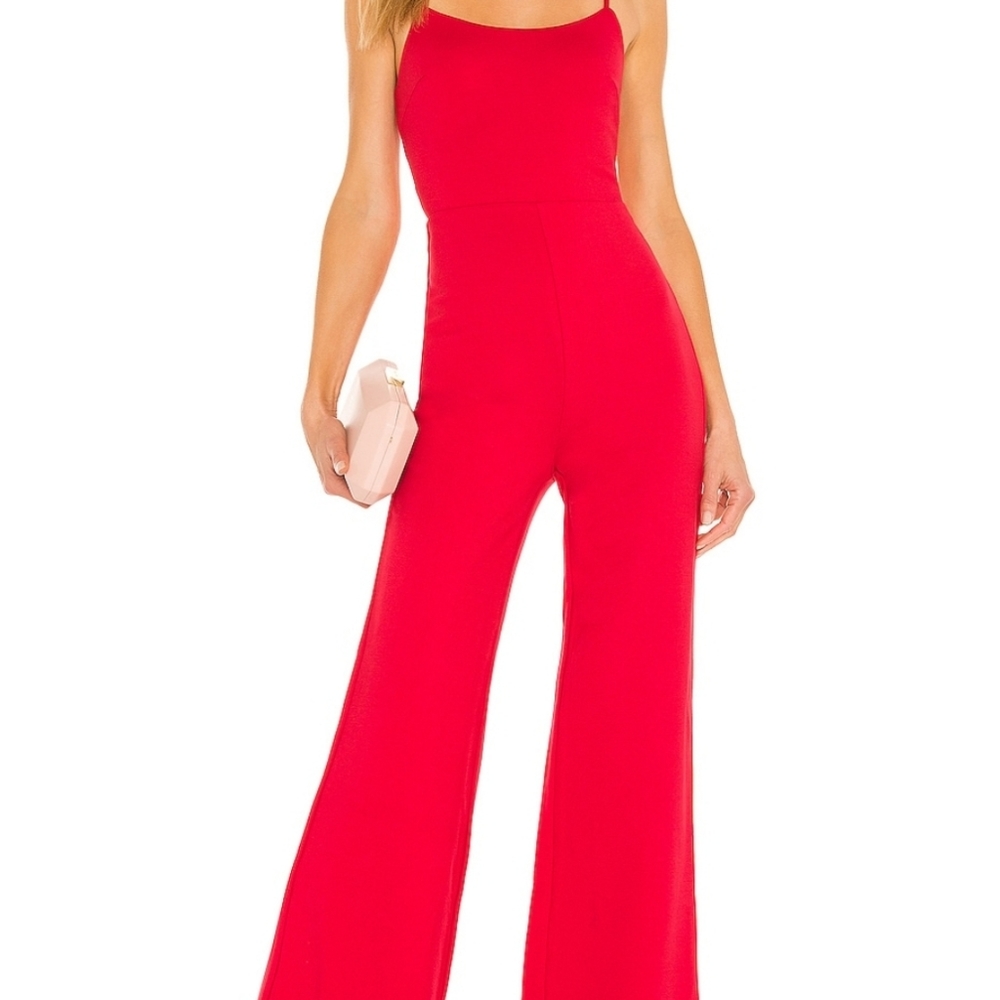 BCBG Red Wide-Leg Jumpsuit